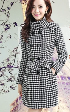 

Осень 2021, женское черно-белое пальто с рисунком «гусиные лапки», женское облегающее пальто, ветровка, теплое зимнее пальто для женщин