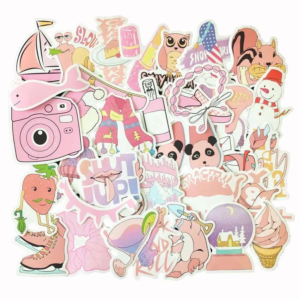 35 шт. синий/розовый/желтый мультфильм VSCO девушка стикер игрушка DIY портативный