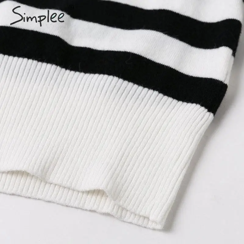 Simplee Striped pullover sweater Women casual long sleeve knitted Sexy o-neck soft ladies streetwear autumn | Женская одежда