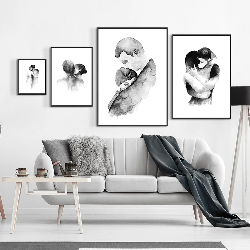 

Figure Painting Abstract Poster Black and White Modern Fashion Wall Art Prints Paintings for Interior Frameless