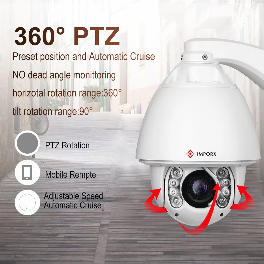 IMPORX 2MP WiFi автоматическое отслеживание POE IP камера Открытый 30X зум ИК 300 м аудио Onvif