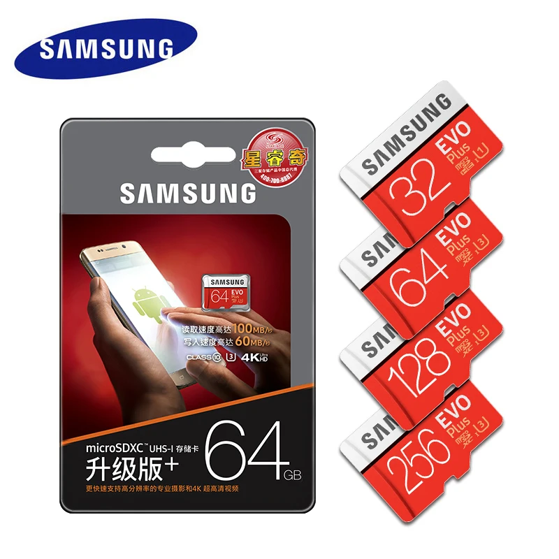 Оригинальный samsung micro sd карта памяти 64GB max100MB/S класс 10 SDXC U3 4K tarjeta TF флэш-карта для