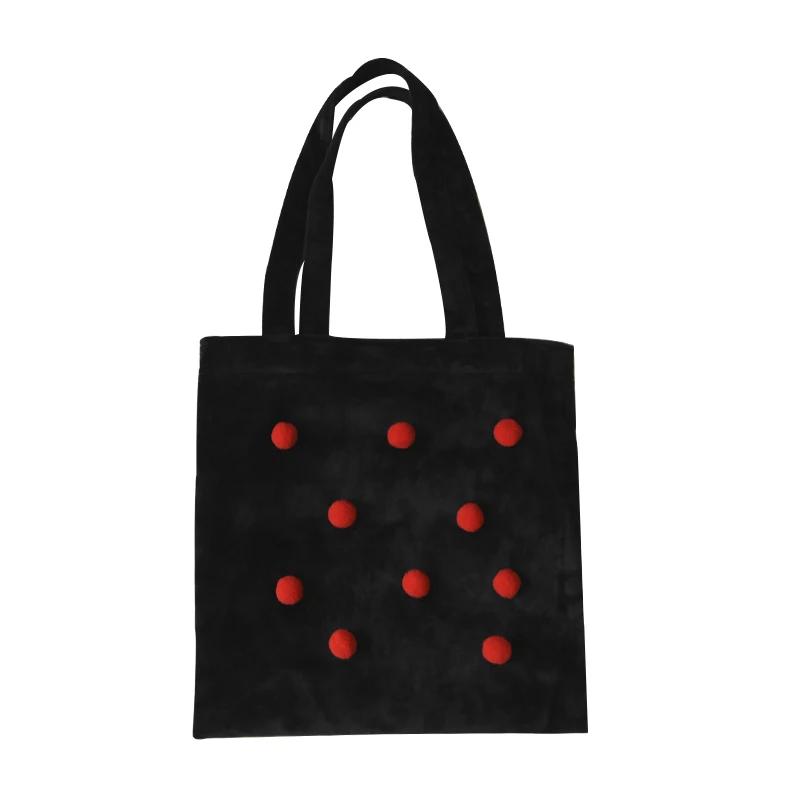 

New autumn and winter All-match Soft red and black dots Velvet pouch Sweet girl female shoulder bag shopping designer handbags