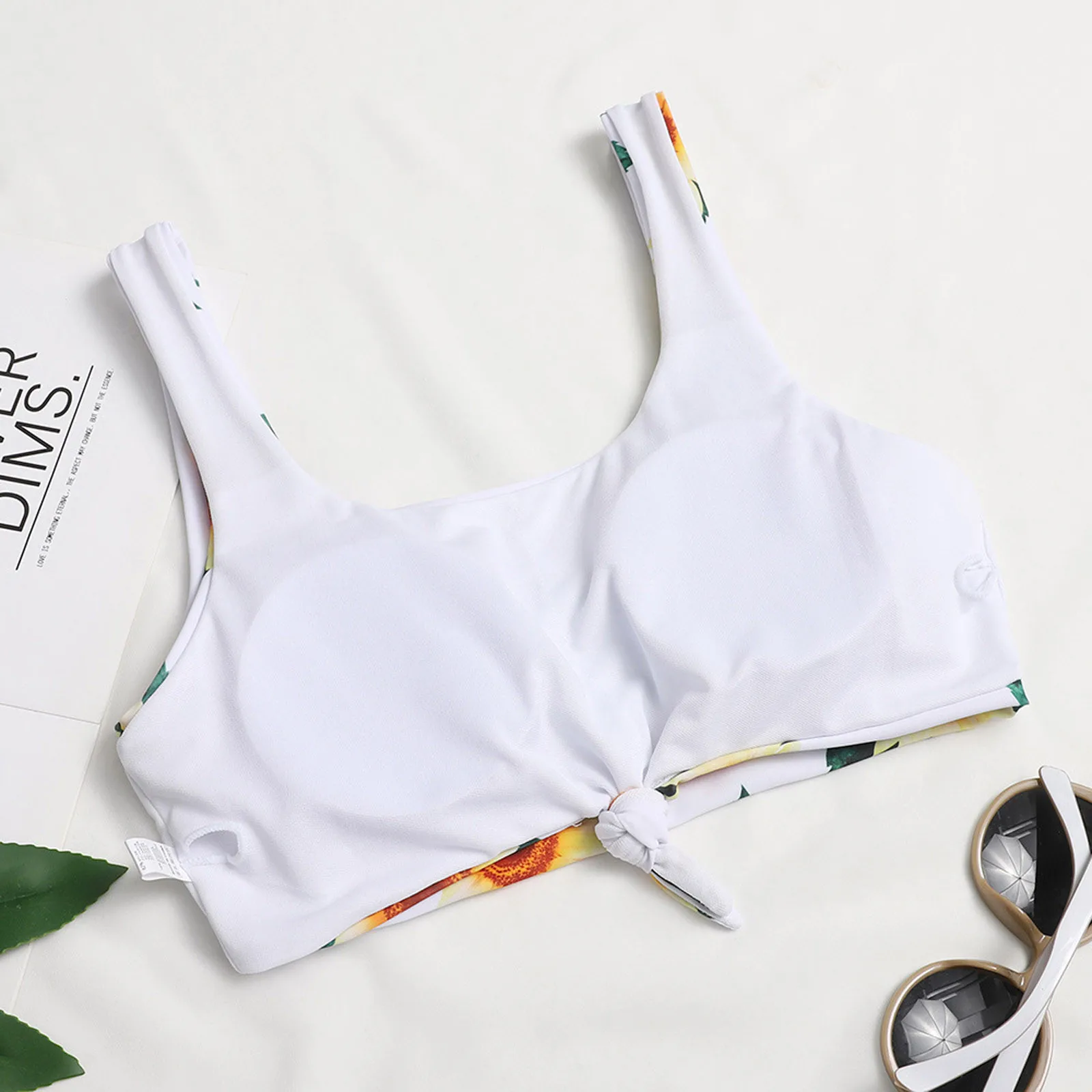 

Floral Two-piece Swimsuit 2021 High Waist Swimsuit Women Halter Push Up Padded Swimwear Ladies Split Colorblock Printed Bikini