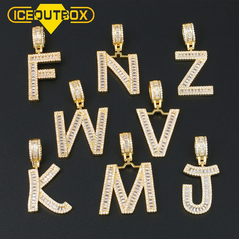 Ожерелье с подвеской в виде багета инициалами для мужчин и женщин Ювелирное