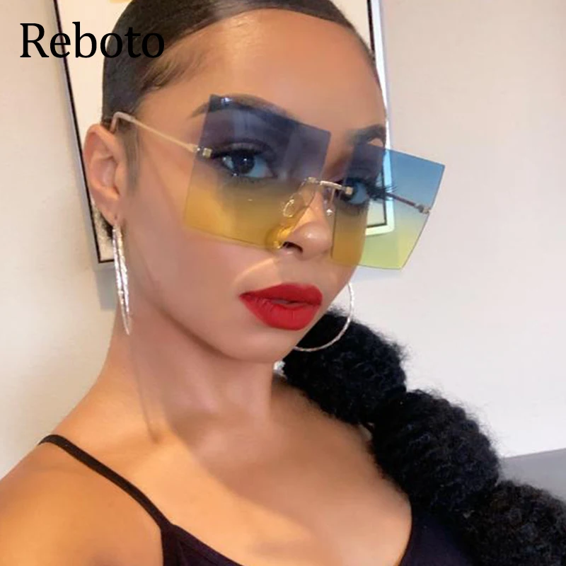 Женские солнцезащитные очки без оправы квадратные брендовые дизайнерские