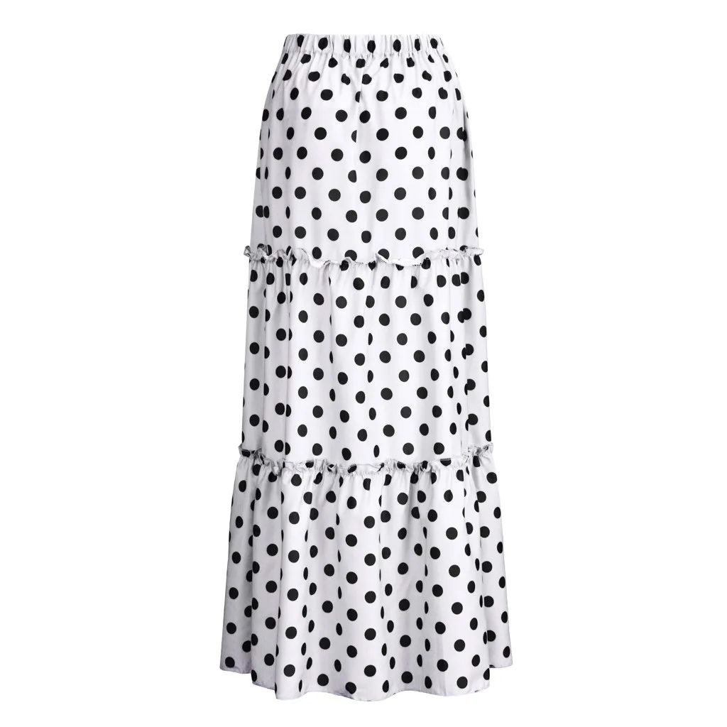 

Jaycosin Popular Skirts New Women Boho Skirt Femme Long Polka Dot Printed Maxi Skirts Ladies Beach Sundress Skirt Thin Through