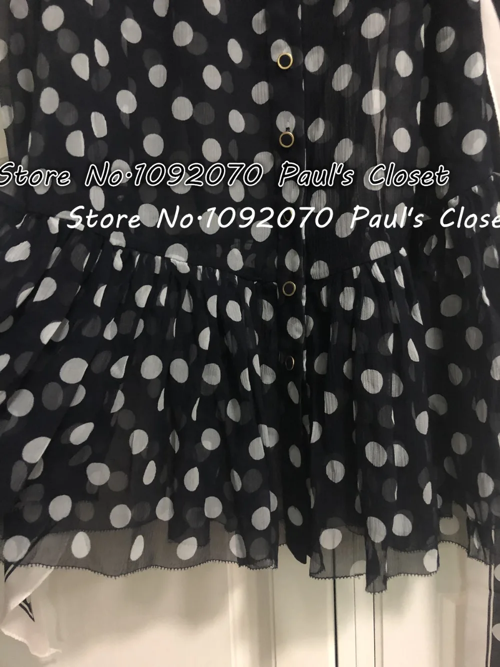 Women High collar Midnignt Dot Spot Print Silk Mini Dress