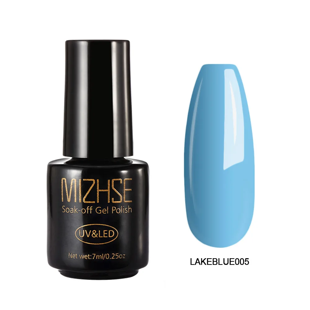 LAKEBLUE005 MIZHSE дизайн ногтей УФ-гель для ногтей замачиваемый синий цвет УФ-гель лак для ногтей Полупостоянный светодиодный гель для ногтей эмаль УФ-клей - Цвет: LAKEBLUE005