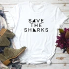 Сохраните в виде пасти акулы Женская хлопчатобумажная рубашка уличная сохранить океан футболка с надписью Keep Голубой океан Tumblr футболка 90s Модные топы