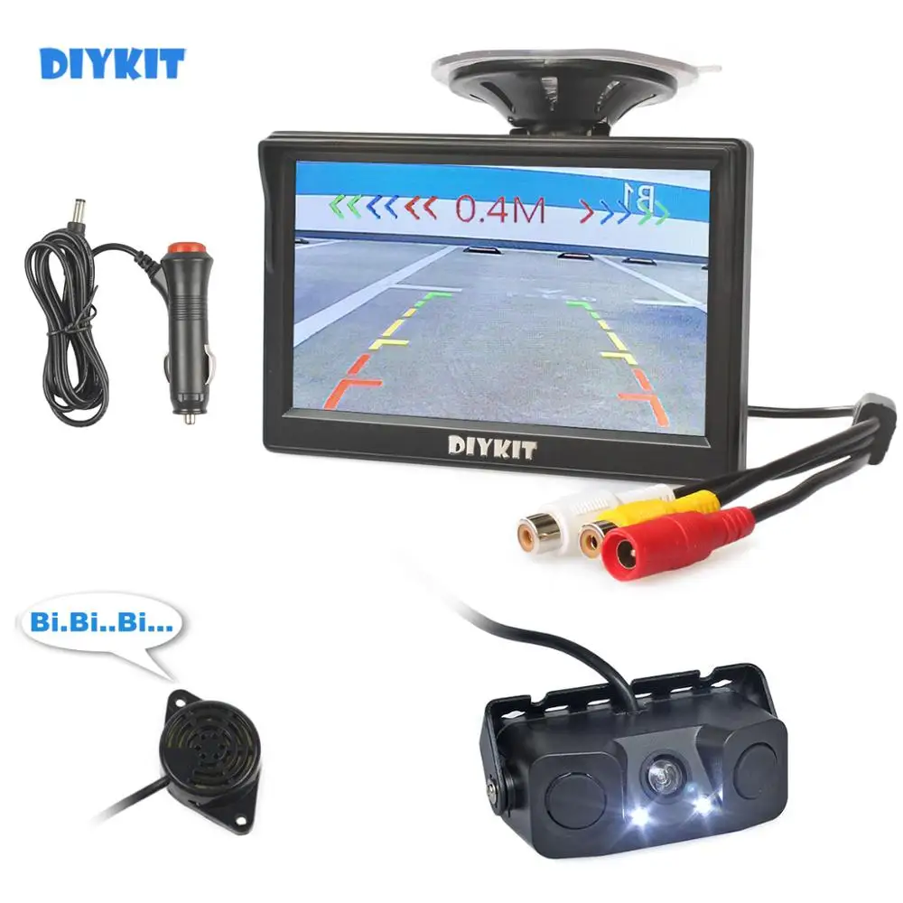 Автомобильный монитор DIYKIT с 5-дюймовым TFT ЖК-дисплеем + водонепроницаемый