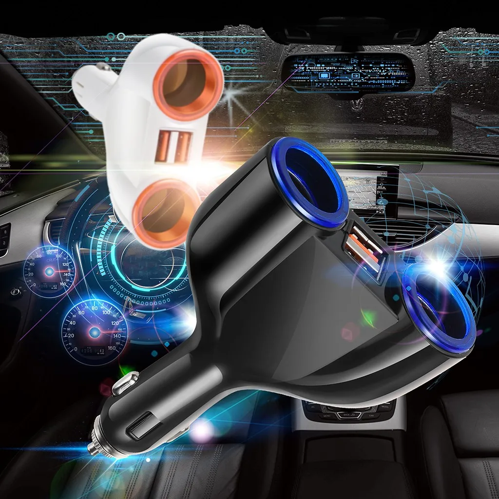 1 точка 2 двойной USB прикуриватель с переключателем многорозетка автоматический