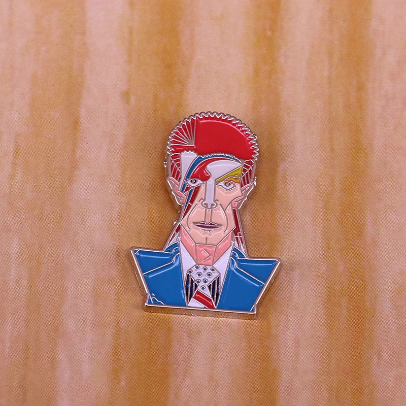 Лабиринтная эмалированная булавка Дэвида Боуи преувеличенный индивидуальный