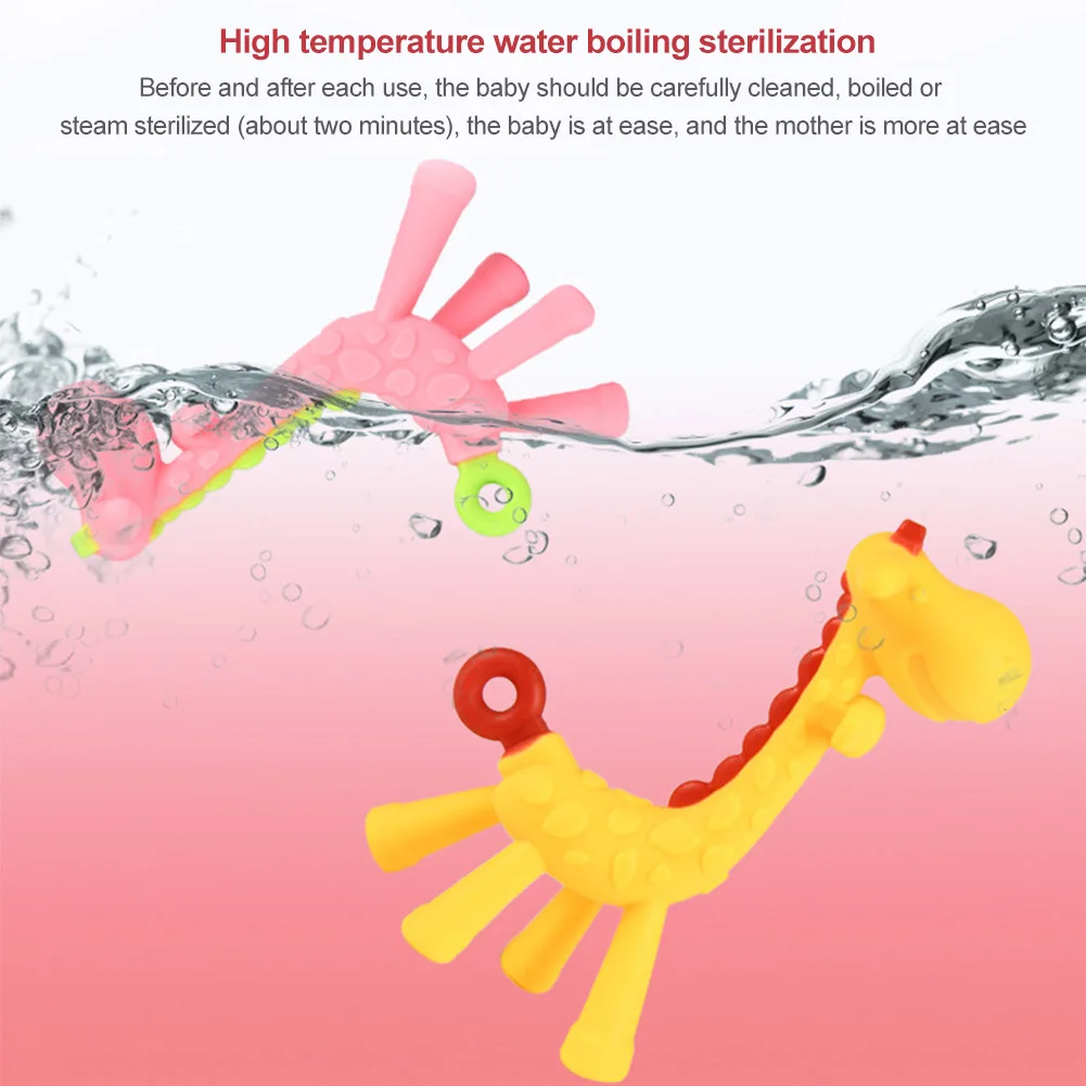 With Storage Case Training Cute Baby Teether Soft Silicone Pain Relief Chewing Toy Molar Stick Giraffe Shape Sore Gums Home | Мать и