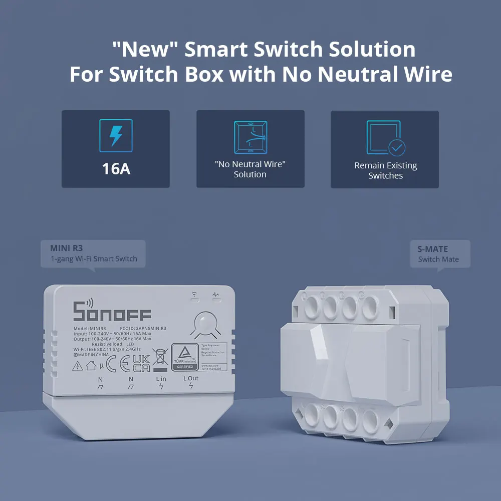 SONOFF MINI R3 16A Smart Switch REST API Решение без нейтральной линии с S-MATE eWeLink-Remote Control через eWeLink