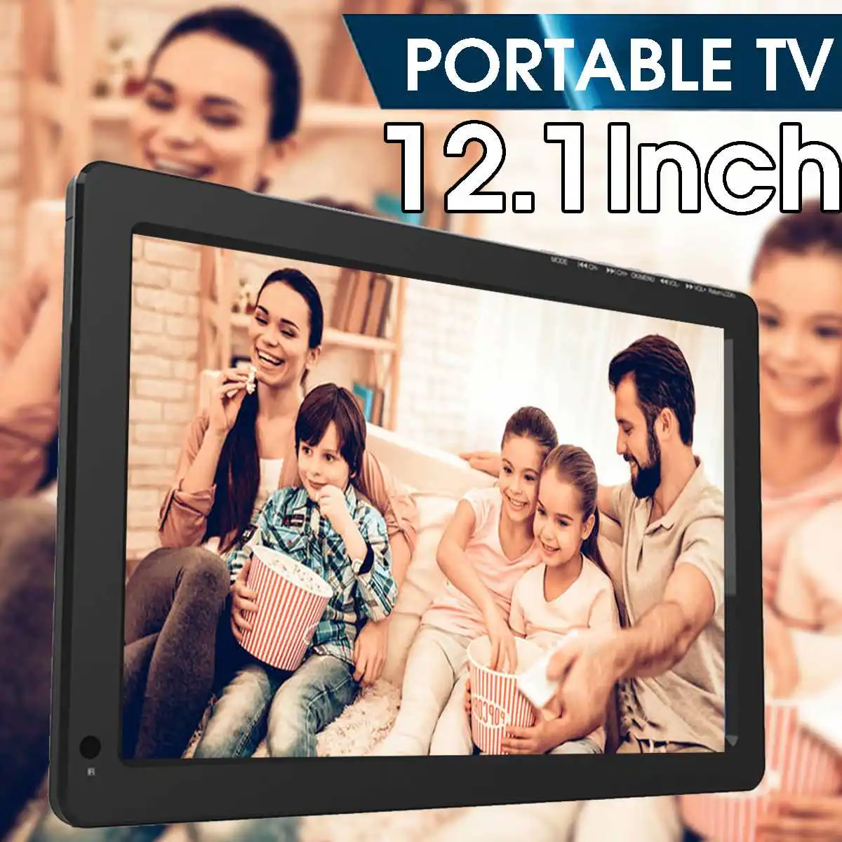 

12.1 inch HD Portable TV DVB-T2 ATSC TFT-LED Digital and Analog mini small Car Television Support USB SD Card MP4 MP3