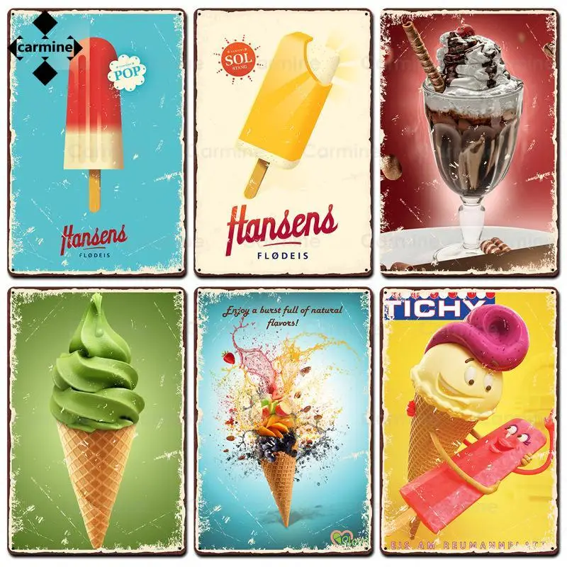 

Chocolate Matcha Cupcake Tin Sign Vintage Ice Cream Metal Poster Retro Tin Plaque for Coffee Shop Club Restaurant Wall Art Decor