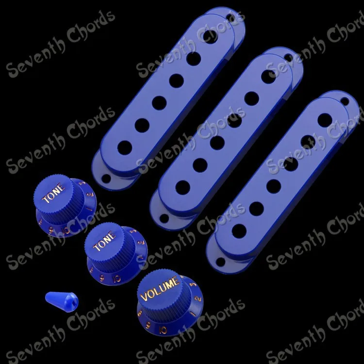 

A set Blue Single coil Pickup Covers & Speed Control Knob & Switch Knobs for Electric guitar / (String Spacing Any Choose )