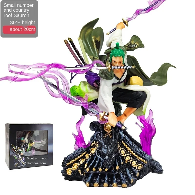

Anime Figure One Piece Trumpet Wano Kuni Sauron Roof Sauron Kimono Three Sword Style Model Ornaments