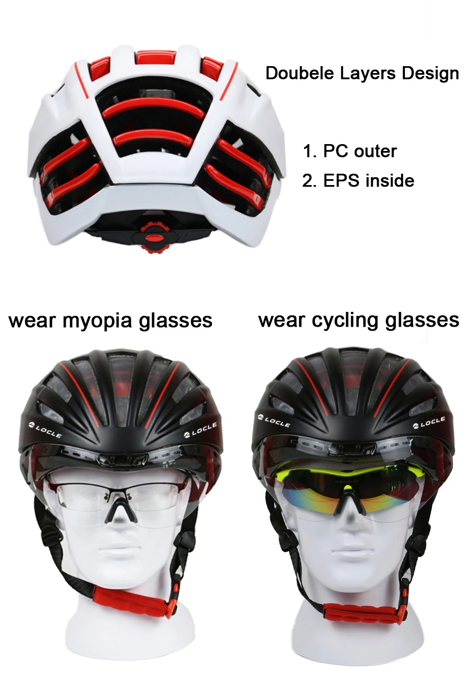 LOCLE Goggles велосипедный шлем двухслойный дорожный горный велосипедный шлем с линзой ультралегкий Casco Ciclismo велосипедный шлем 55-61 см