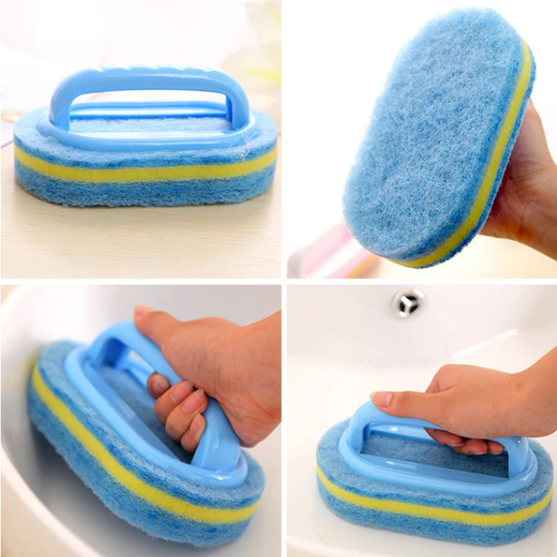 

Blue PP Plastic Handheld Sponge Kitchen Cleaning Bathtub Ceramic Tile Glass WC Brush Sponge Wall Cleaner tools Brushes Durable