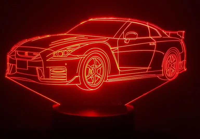 Car 2 Разноцветный 3D автомобильный ночник, акриловая панель, светодиодный светильник в форме автомобиля, 7 цветов, сменный сенсорный или пульт дистанционного управления, Прямая поставка - Испускаемый цвет: Car 2