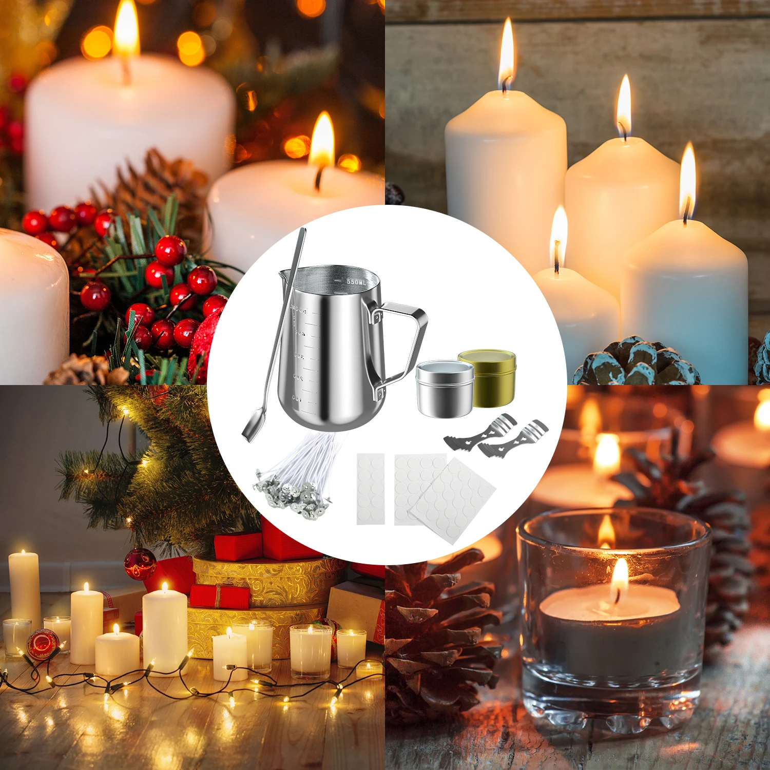 

1 Set Candle Making Kit Including Candle Making Pouring Pot With Scale Diy Candles Craft Tools With Candle Tins Wicks Holder