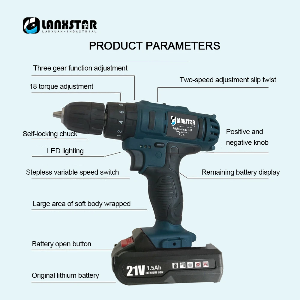 Шуруповерт Аккумуляторный ударный 21 в 2 скорости | Инструменты