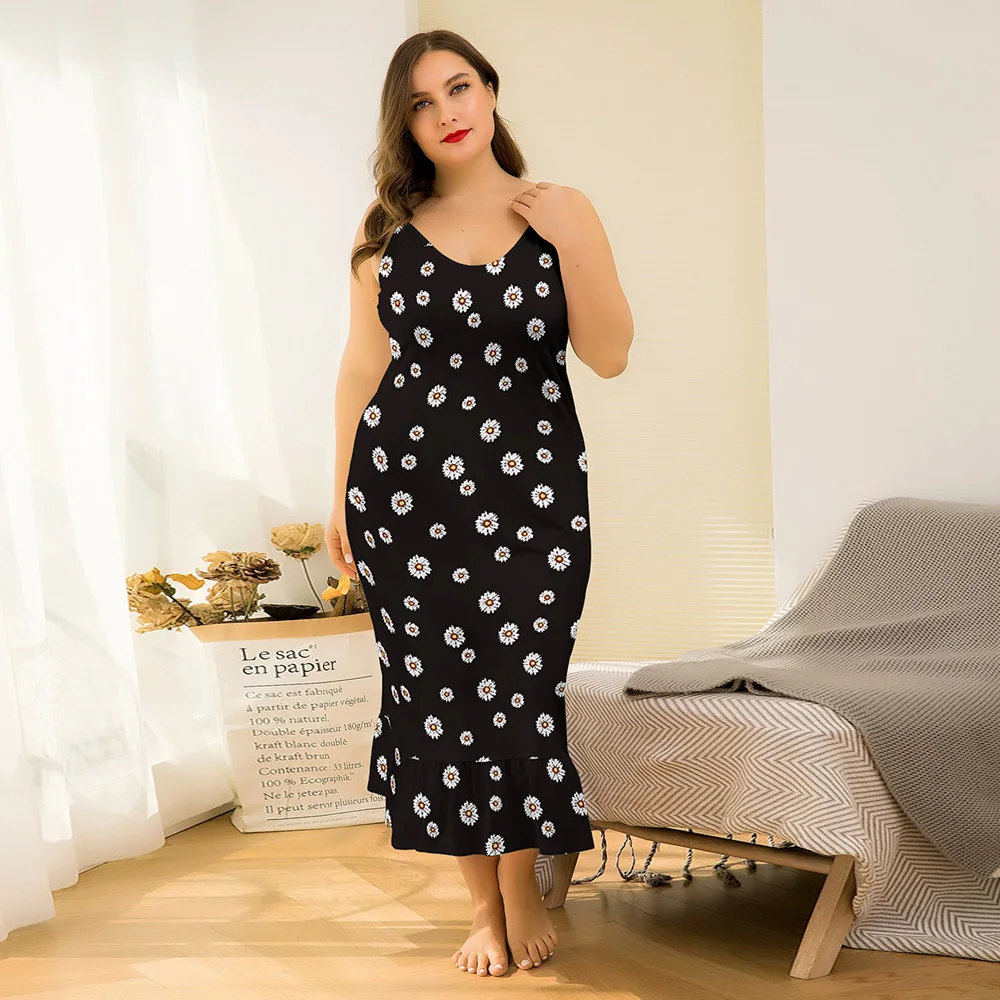 HC213 большой Размеры женские домашнее платье одежда для полных женщин чёрная с