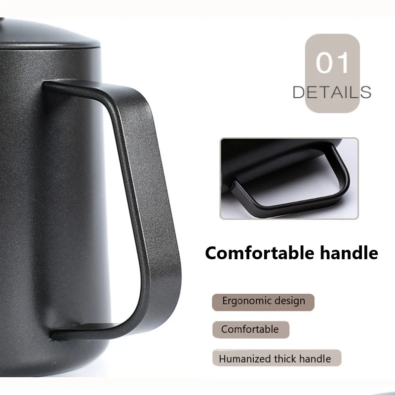 Stainless Steel Coffee Tea Pot Hand-punched Long Mouth Covered Bubble Spout Kettle Hand Drip Thin Hot Sale |