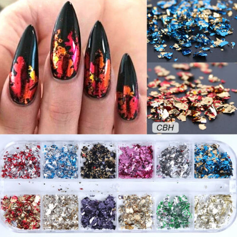 Блестки для ногтей алюминиевая необычная зеркальная блестящая фольга украшения