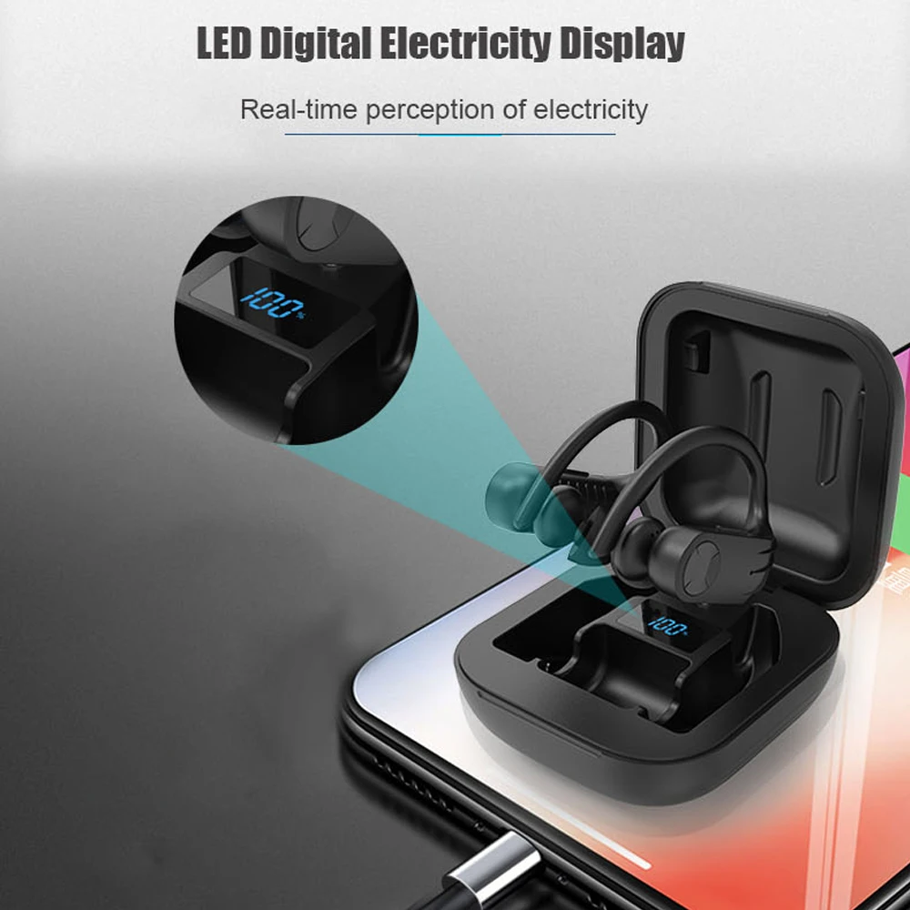 Bluetooth-наушники docooler TWS 5 0 со светодиодным дисплеем Беспроводные стереонаушники