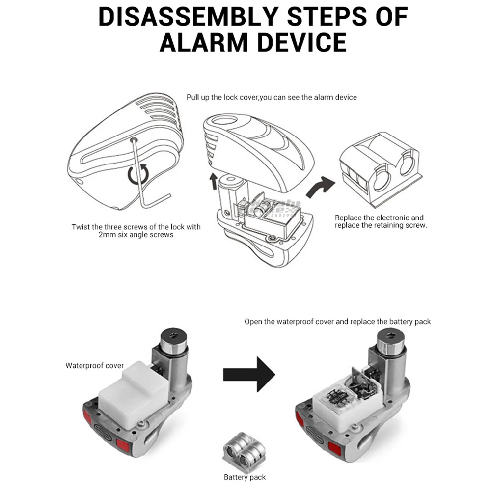 

VEISON Motorcycle Alarm Waterproof Bike Alarm Quad Lock Scooter Disc Bicycle Lock Motorcycle Anti-theft MotoPadlock Accessories