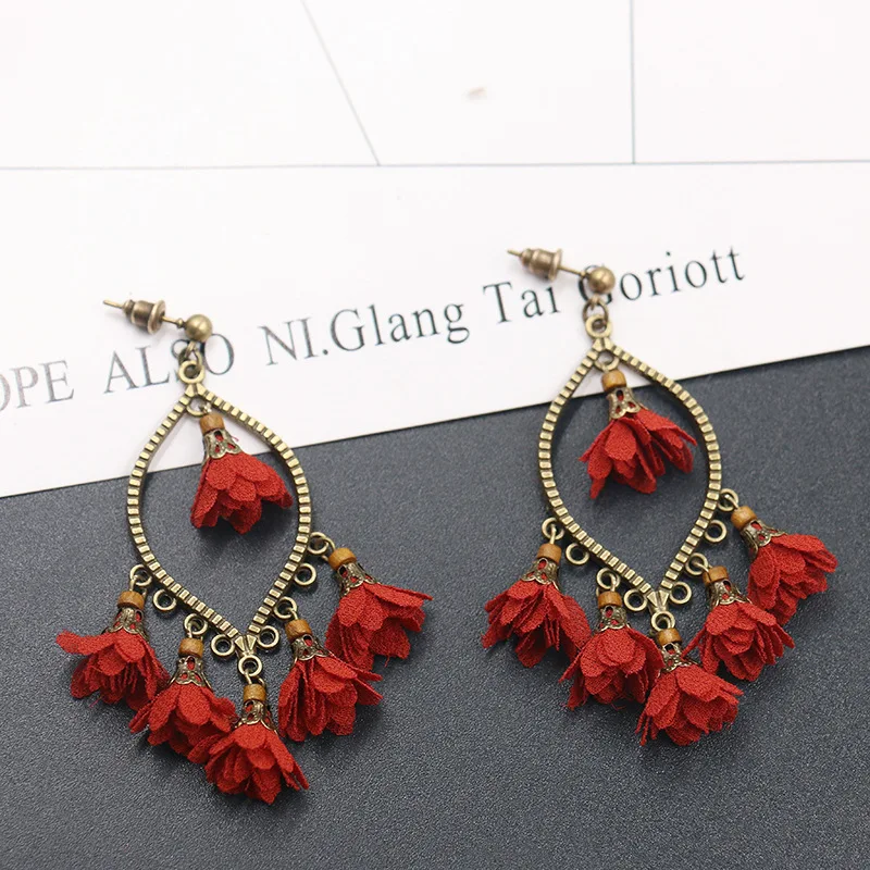 2021 элегантные женские богемные серьги с цветами из сплава в виде лепестков