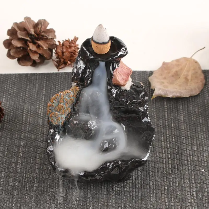 

20 Pcs Cones Ceramic Mountain Shape Shaped Mini Buddha Censer Backflow Incense Burner Holder Home Office Teahouse Creative Decor