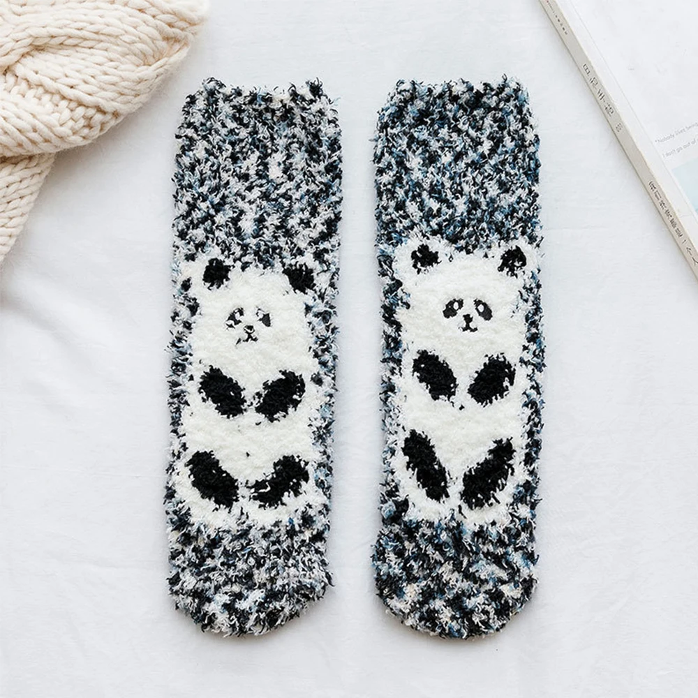 

Fluffy Floor Socks Winter Warm Hosiery Short Socks Coral Velvet Coral Sleep Socks Socks Velvet Animal Panda