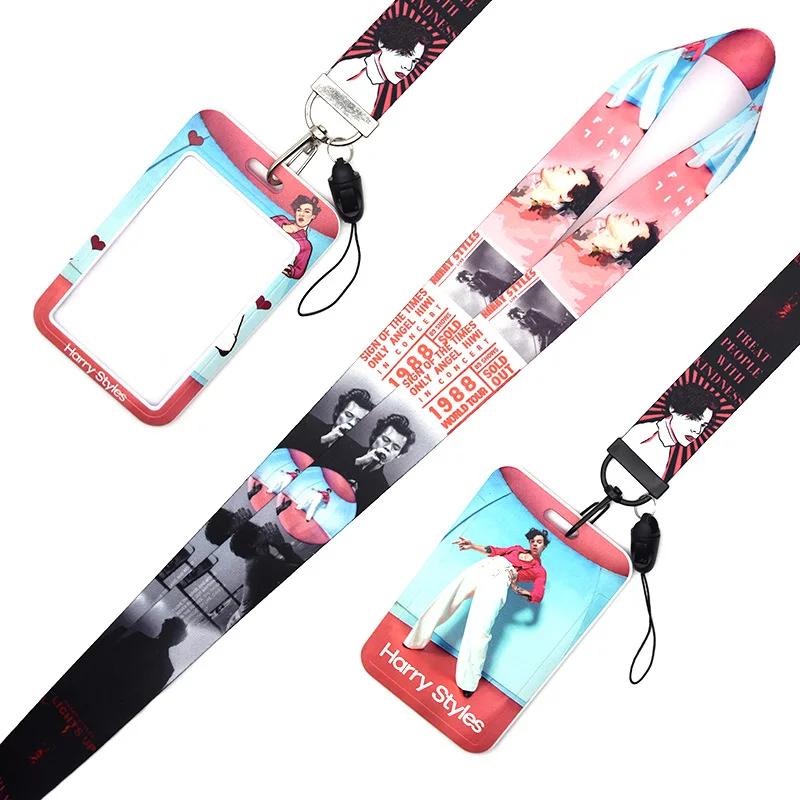 

Lanyard Office Card Sleeve Sets ID Badge Case Clear Bank Credit Card Holder Hip Hop Singer Keychain