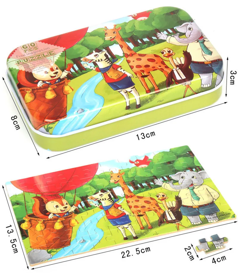 

60Pcs/Set Cartoon Wooden 3D Puzzle Kids Education Toy Montessori Animal Traffic Educational Jigsaw Toys For Children Baby Gift