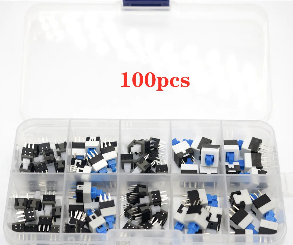 100 шт./партия самоблокирующийся Кнопочный микропереключатель питания 5 8*8 7*7 8 * мм 6