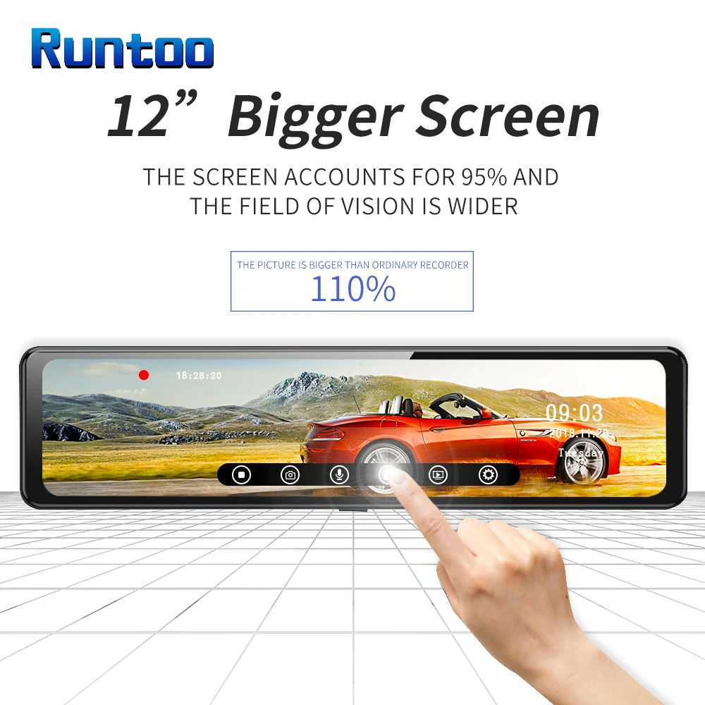 Видеорегистратор в зеркало заднего вида 12 дюймов 2 Гб + 32 ГБ Android 8 1 4G ADAS Wi Fi Full HD