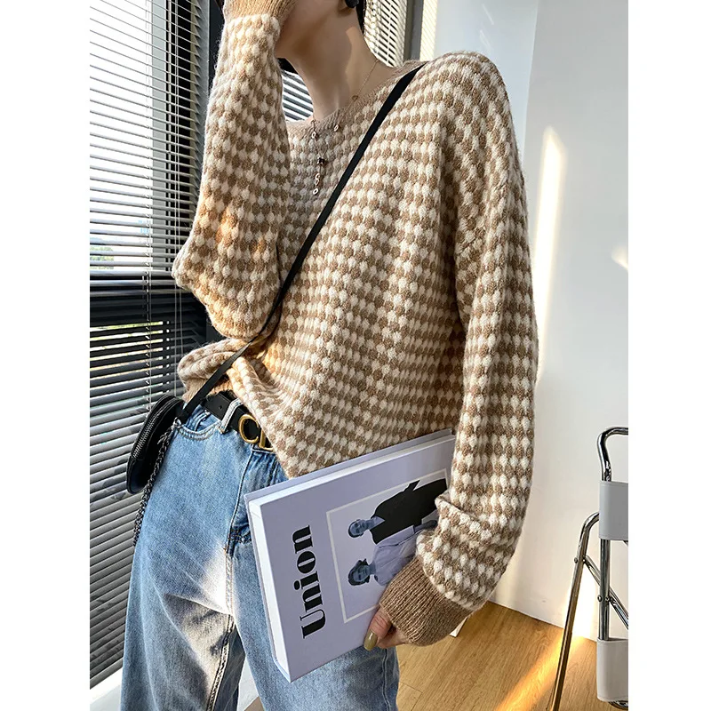 

2020 New Arrival Winter Autumn Thick Warm Knitted Sweater Ladies Coarse Long Sleeve Knit Pullover Women All-match Basic Sweaters