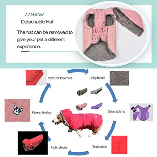 AIDA пальто для собак с теплой съемной шляпой Толстая куртка свитер капюшоном