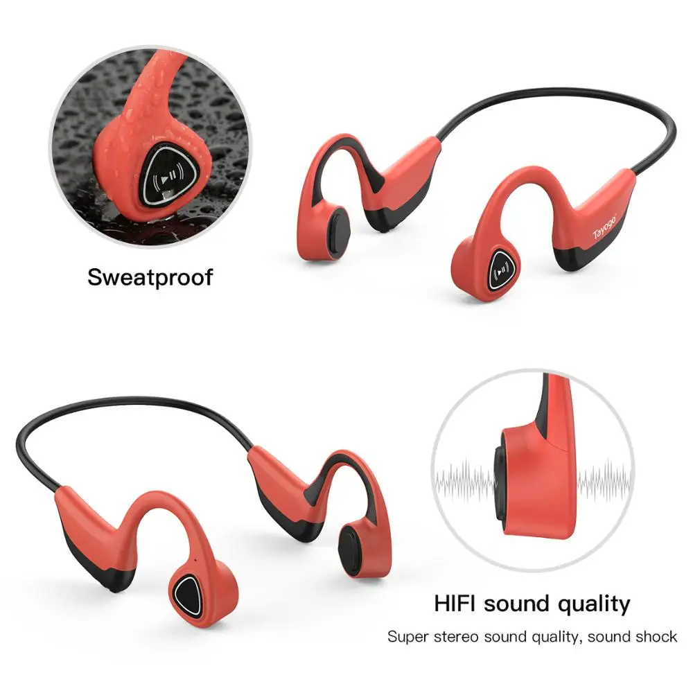 Tayogo S2 Bluetooth 5,0 Беспроводной наушники костной проводимости Спорт на открытом воздухе с защитой от пота, гарнитура с микрофоном, гарнитура