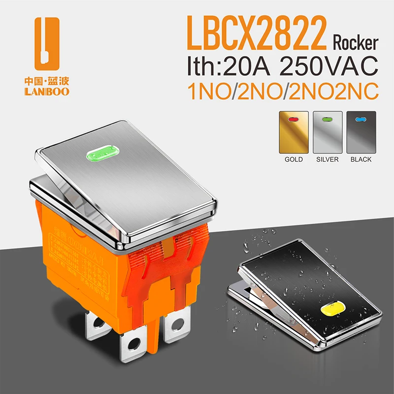 LANBOO 16A250VAC DPDT водонепроницаемый кулисный переключатель из высококачественной