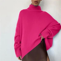 2021 winter oversize womens turtleneck sweater warm knitted long sleeve loose sweaters female new black casual ladies pullover