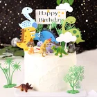 Топперы для капкейков, 11 шт., топпер для торта С Днем Рождения мультяшных облаков, динозавров, украшение торта верхушка, украшения для детской вечеринки