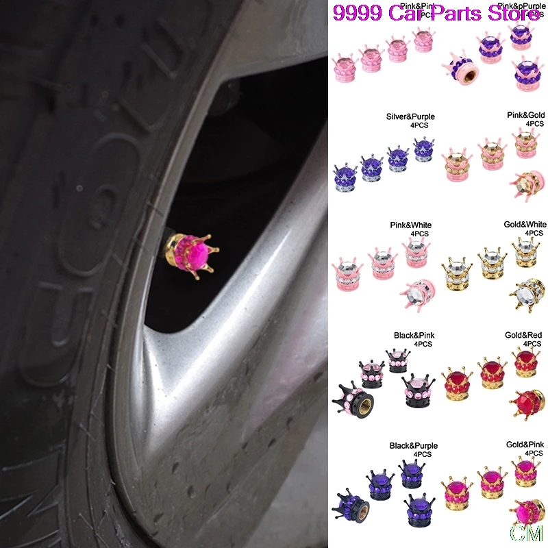 

4pcs Wheel Tire Valve Caps Cover Bling Diamond Tyre Stem Dust