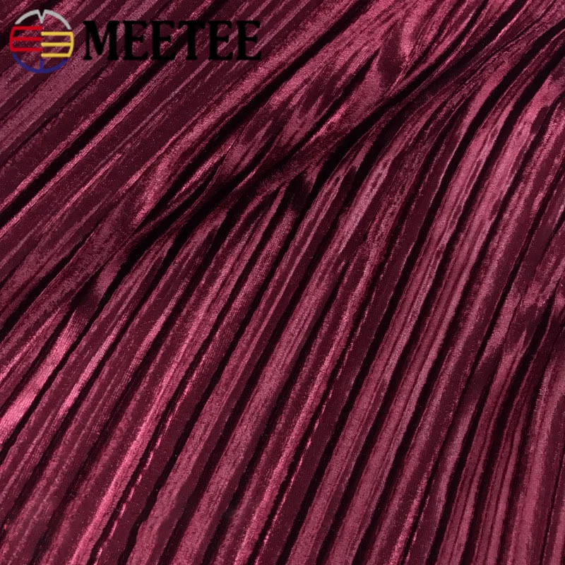 Однотонная плиссированная ткань Meetee 50/100 см X 150 Золотая Бархатная для зимней