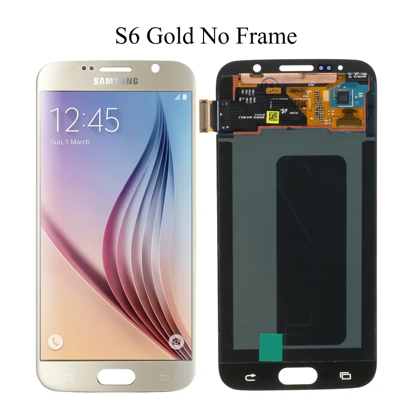 5,1 ''Супер AMOLED замена lcd S6 для SAMSUNG GALAXY S6 G920 SM-G920F G920F G920FD кодирующий преобразователь сенсорного экрана в сборе - Цвет: Gold No Frame