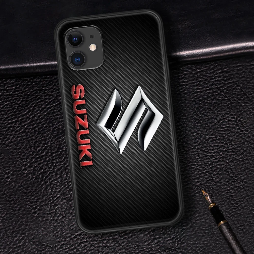 

Suzuki Motorcycle Car Logo Phone Case For Iphone 5 5S SE 2020 6 6S 7 8 Plus 11 12 Mini X XS XR Pro Max black Cell Soft Etui
